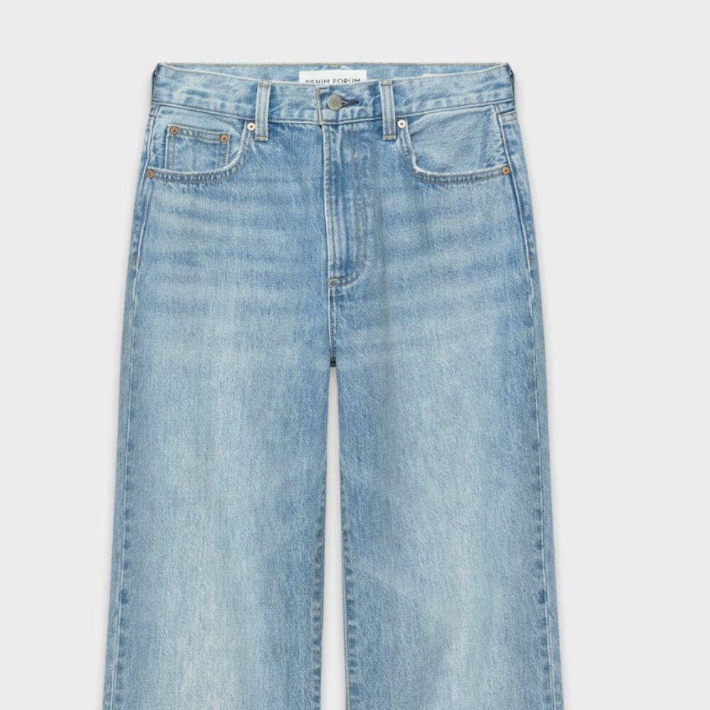 Denim Forum Farrah Hi-rise Wide Cropped Jeans Size 26